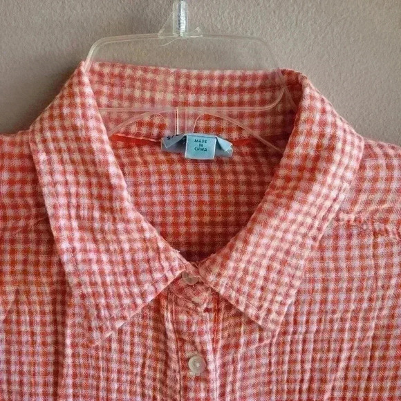 C & C California Women's Shirt Size S/P Orange/White Pockets Long Sleeve VTG - Picture 7 of 10